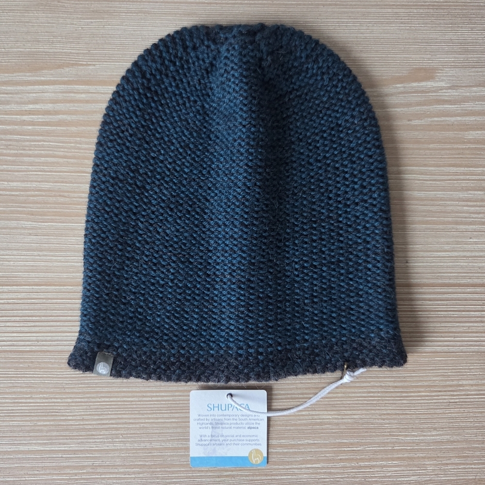 Shupaca Navy Blue Alpaca Knit Beanie Hat